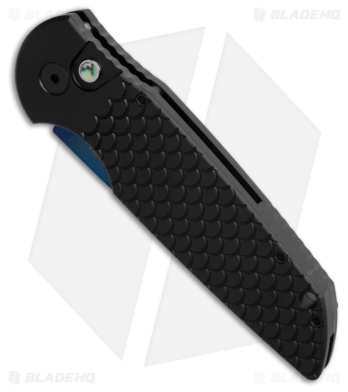 Pro-Tech TR-3 Automatic Knife Fish Scale Black Aluminum (3.5" Sapphire)