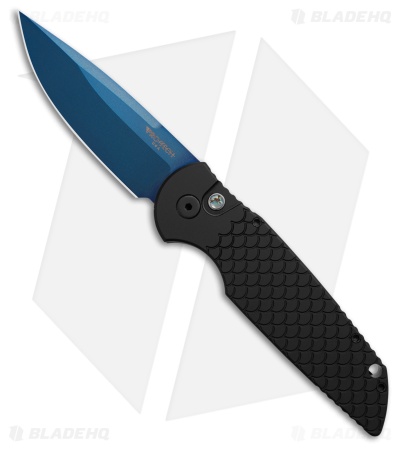 Pro-Tech TR-3 Automatic Knife Fish Scale Black Aluminum (3.5" Sapphire)
