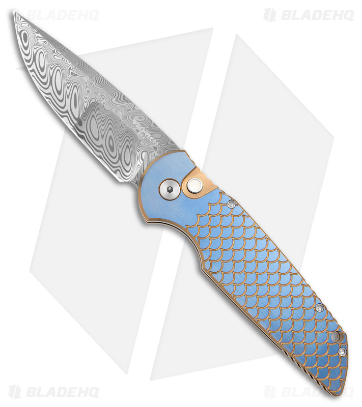 Pro-Tech TR-3 Custom Automatic Knife Titanium Fish Scale (3.5" Compound)