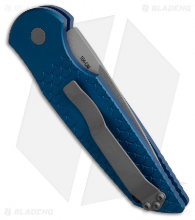 Pro-Tech TR-3 Tactical Response Automatic Knife Blue Fish Scale (3.5" Stonewash)