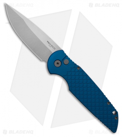 Pro-Tech TR-3 Tactical Response Automatic Knife Blue Fish Scale (3.5" Stonewash)