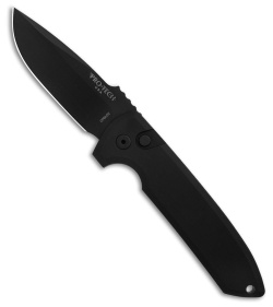 Pro-Tech Les George Rockeye Automatic Smooth Black Aluminum (3.4" Black CPM D2)