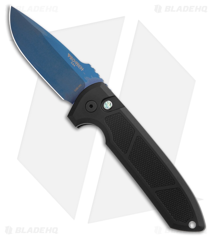 Pro-Tech Les George Rockeye Automatic Knife Black Knurling (3.4" SW Sapphire)