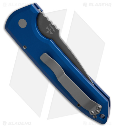 Pro-Tech Les George Rockeye Automatic Smooth Blue Aluminum (3.4" Smoky Gray)