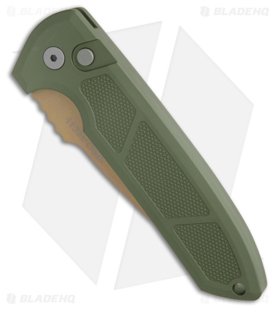 Pro-Tech Les George Rockeye Desert Warrior Auto Textured Green Al (3.4" Copper)
