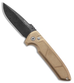 Pro-Tech Rockeye Drop Point Automatic Knife Textured Bronze (3.4" Damascus)
