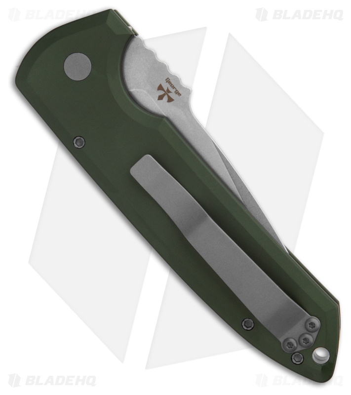 ProTech Les George Rockeye Automatic Knife Green Aluminum (3.4" Stonewash)