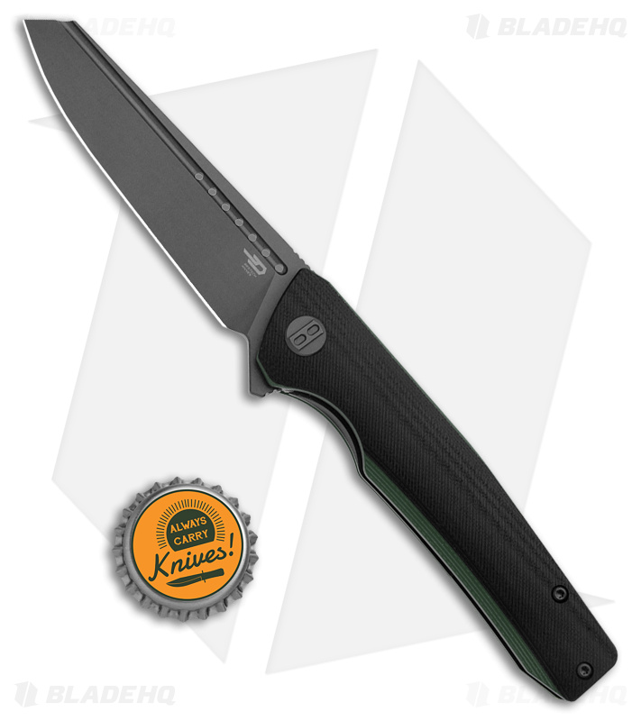 Bestech Slyther Liner Lock Knife Black/Green G-10 (3.7" Titanized Gray) BG51D