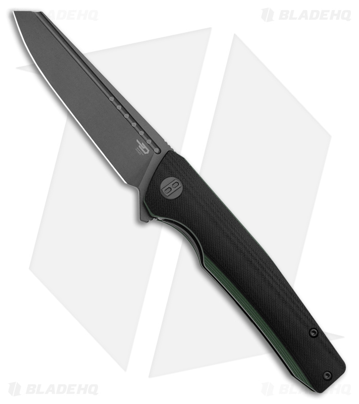 Bestech Slyther Liner Lock Knife Black/Green G-10 (3.7" Titanized Gray) BG51D