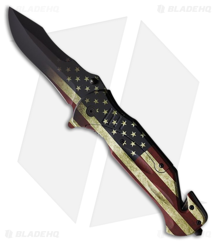 ElitEdge Linerlock A/O US Flag Stainless Steel (4.50" Black)