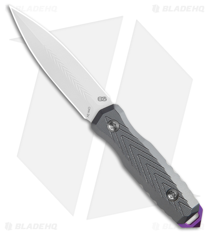 EOS Mini Thresher Fixed Blade Knife White/GM Gray Purple Spike (3.6" White)