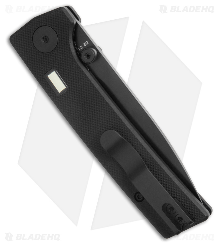 Glow Rhino Fermi Tritium Pocket Knife Black G-10 + Green Stud (3" Black)