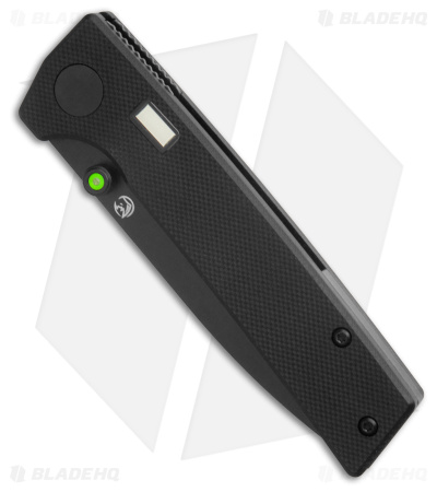 Glow Rhino Fermi Tritium Pocket Knife Black G-10 + Green Stud (3" Black)