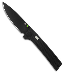 Glow Rhino Fermi Tritium Pocket Knife Black G-10 + Green Stud (3" Black)