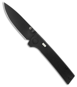 Glow Rhino Fermi Tritium Pocket Knife Black G-10 + Black Stud (3" Black)