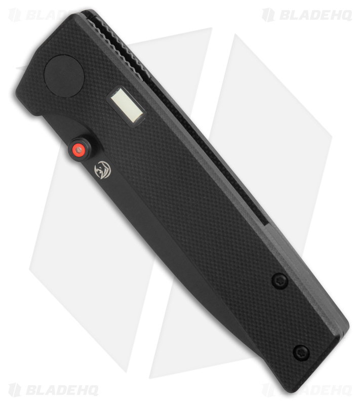 Glow Rhino Fermi Tritium Pocket Knife Black G-10 + Red Stud (3" Black)