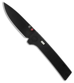 Glow Rhino Fermi Tritium Pocket Knife Black G-10 + Red Stud (3" Black)