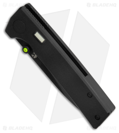 Glow Rhino Fermi Tritium Pocket Knife Black G-10 + Yellow Stud (3" Black)