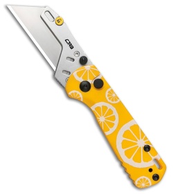 CJRB Boxer Button Lock Utility Knife Yellow Lemon G-10 (2.4" Utility)