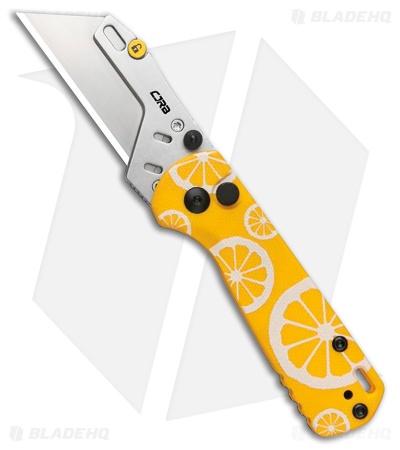 CJRB Boxer Button Lock Utility Knife Yellow Lemon G-10 (2.4" Utility)