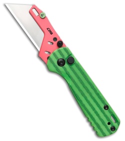CJRB Boxer Button Lock Utility Knife Green Watermelon G-10 (2.4" Utility)