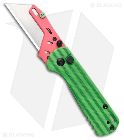 CJRB Boxer Button Lock Utility Knife Green Watermelon G-10 (2.4" Utility)