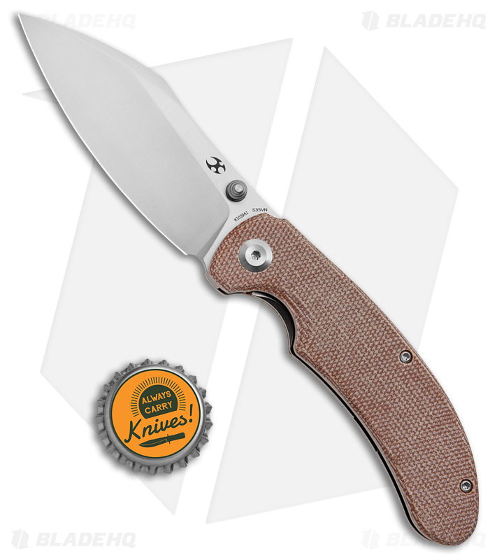 Kansept Knives Nesstreet Liner Lock Knife Brown Micarta (3.5" Satin S35VN) 