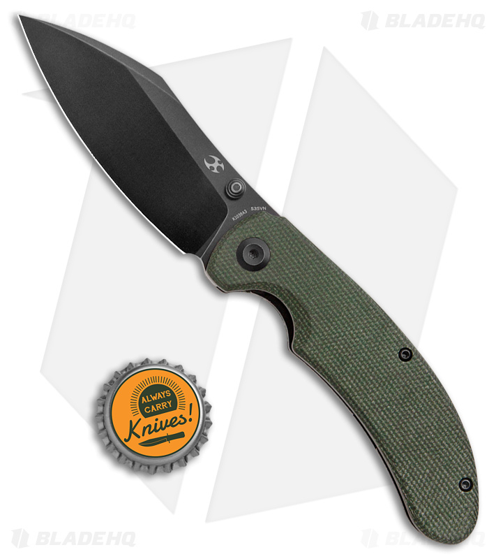 Kansept Knives Nesstreet Liner Lock Knife Green Micarta (3.5" Black S35VN) 