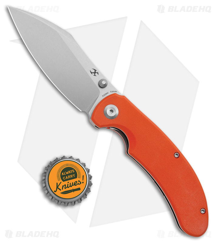 Kansept Knives Nesstreet Liner Lock Knife Orange G-10 (3.5" Stonewash S35VN) 