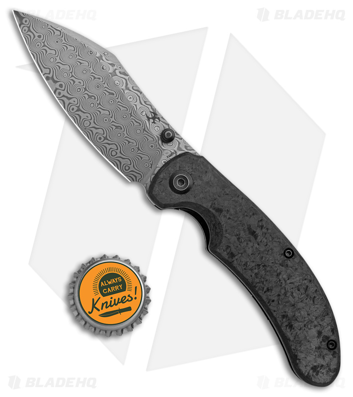 Kansept Knives Nesstreet Liner Lock Knife Shred Carbon Fiber (3.5" Damascus)