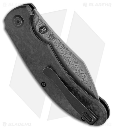 Kansept Knives Nesstreet Liner Lock Knife Shred Carbon Fiber (3.5" Damascus)
