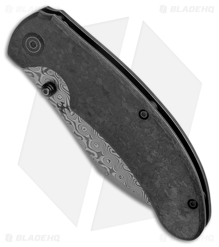 Kansept Knives Nesstreet Liner Lock Knife Shred Carbon Fiber (3.5" Damascus)