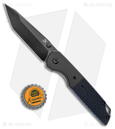 Kansept Knives Warrior Tanto Liner Lock Knife Blue/Black G-10/Al (3.5" Black SW)