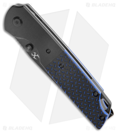 Kansept Knives Warrior Tanto Liner Lock Knife Blue/Black G-10/Al (3.5" Black SW)