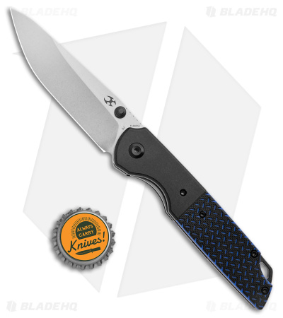 Kansept Knives Warrior Tanto Liner Lock Knife Blue/Black G-10/Al (3.5" SW D2)