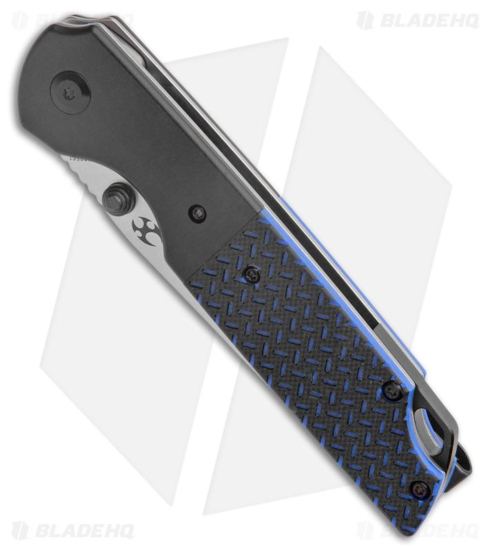 Kansept Knives Warrior Tanto Liner Lock Knife Blue/Black G-10/Al (3.5" SW D2)