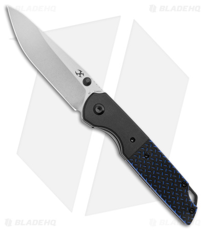 Kansept Knives Warrior Tanto Liner Lock Knife Blue/Black G-10/Al (3.5" SW D2)