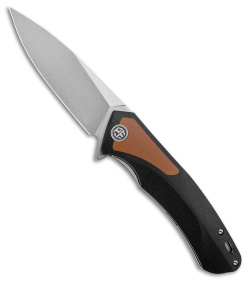 Petrified Fish Pub Liner Lock Knife Black/Brown G-10 (3.7" Stonewash D2) PF838 