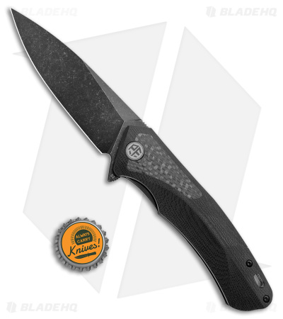 Petrified Fish Pub Liner Lock Knife Black G-10 (3.7" Black D2) PF838CDW