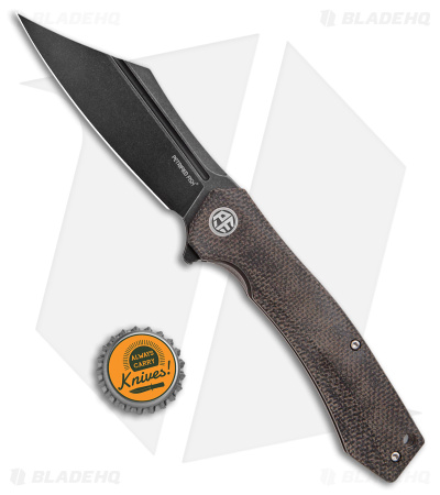 Petrified Fish Pioneer Liner Lock Knife Black Flax G-10 (3.8" Black SW D2)PF939 
