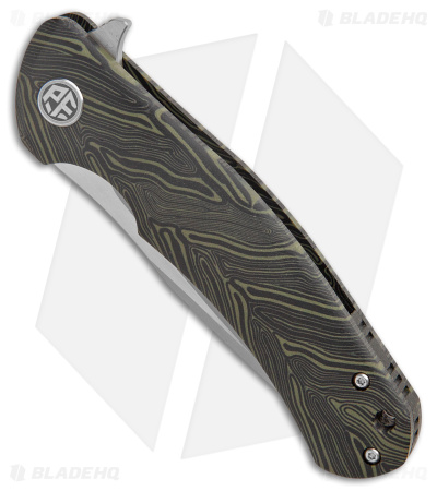Petrified Fish Warrior Liner Lock Knife Green/Black G-Mascus (3.5" SW) PF949 