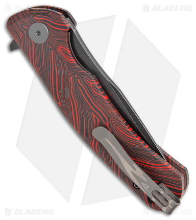 Petrified Fish Warrior Liner Lock Knife Black/Red G-Mascus (3.5" BW K110) PF949 