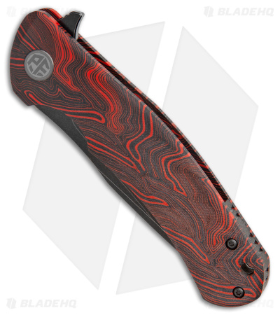 Petrified Fish Warrior Liner Lock Knife Black/Red G-Mascus (3.5" BW K110) PF949 