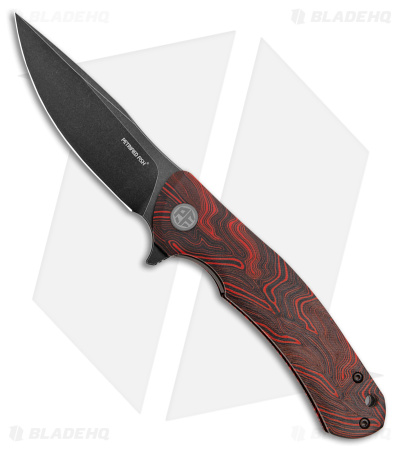 Petrified Fish Warrior Liner Lock Knife Black/Red G-Mascus (3.5" BW K110) PF949 
