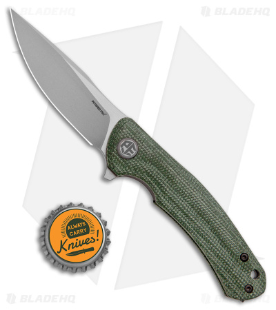 Petrified Fish Warrior Liner Lock Knife Green Micarta (2.8" SW K110) PF949