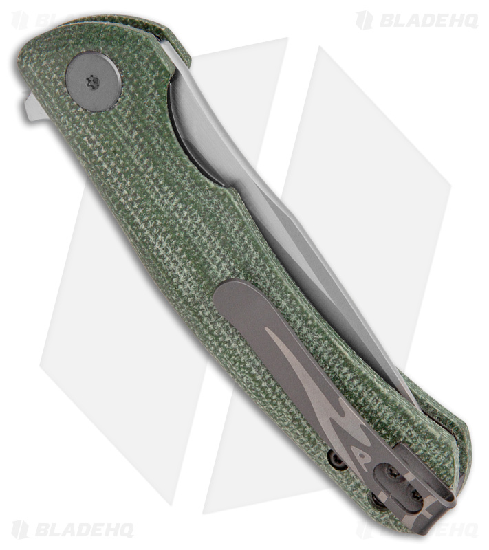 Petrified Fish Warrior Liner Lock Knife Green Micarta (2.8" SW K110) PF949