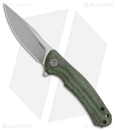 Petrified Fish Warrior Liner Lock Knife Green Micarta (2.8" SW K110) PF949