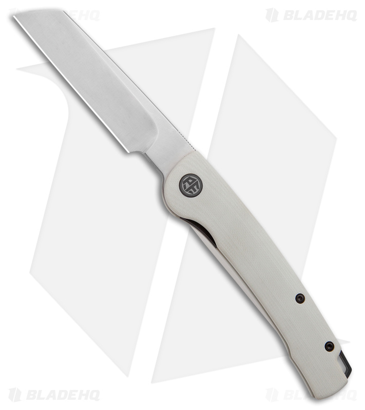 Petrified Fish Scholar Liner Lock Knife White G-10 (3.6" Satin 154CM) PFE04