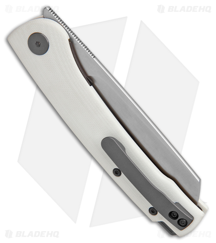 Petrified Fish Scholar Liner Lock Knife White G-10 (3.6" Satin 154CM) PFE04
