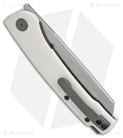 Petrified Fish Scholar Liner Lock Knife White G-10 (3.6" Satin 154CM) PFE04